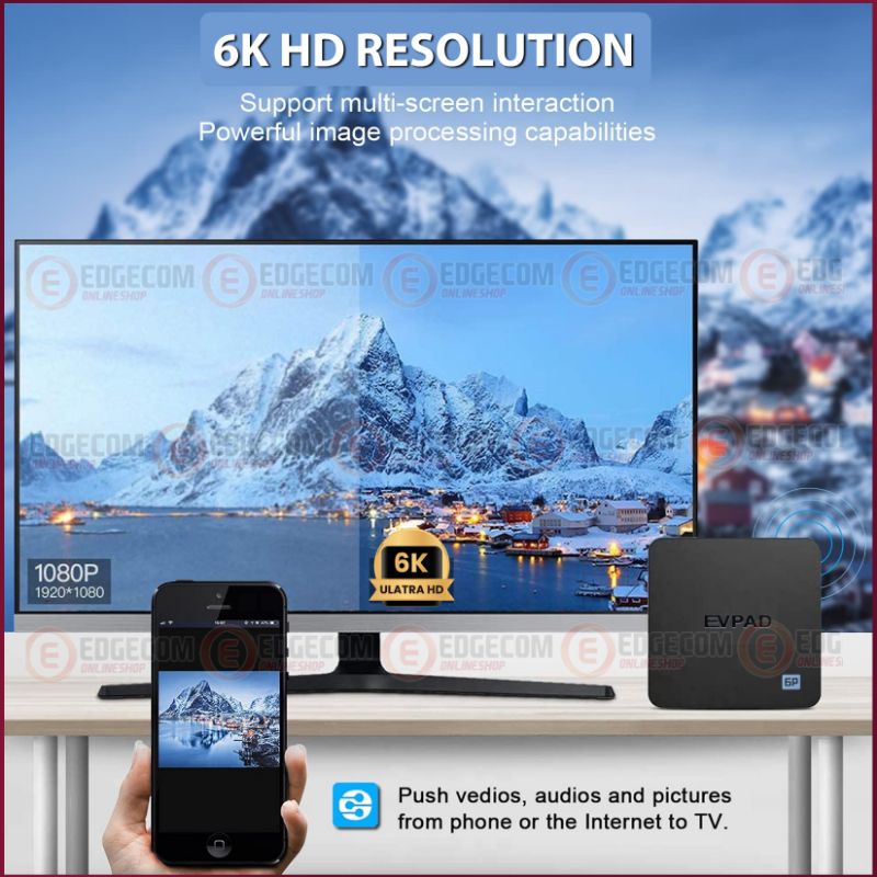 EVPAD 6P ANDROID TV BOX V 10 4GB+64GB 6K Versi Terbaru / SMART TV BOX