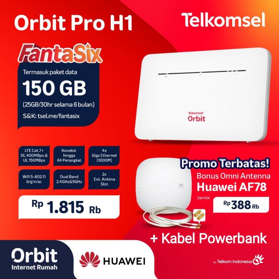 Telkomsel Orbit Pro H1 (B535-933) Router/Modem/Wifi 4G High Speed