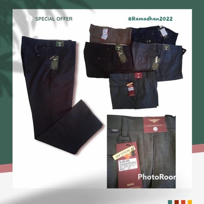 Celana Bahan Gufo Pria Formal Regular Standar Kantor Original