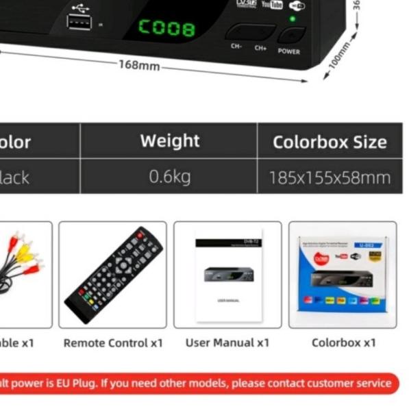 STB DVB T2 SET TOP BOX TV DIGITAL U-002 STB DVB T2 TV DIGITAL U-002