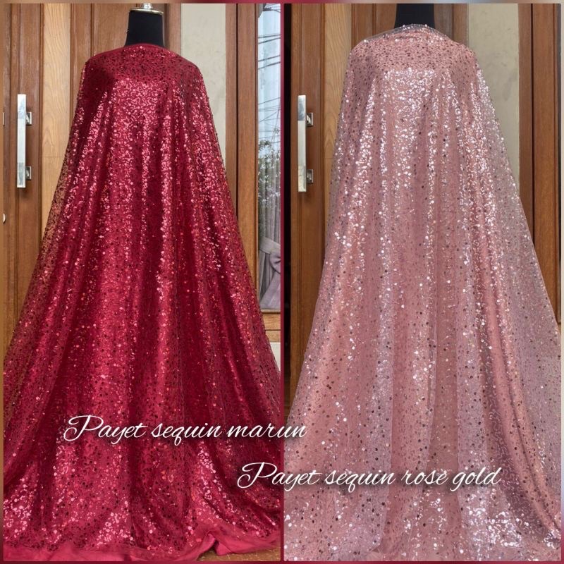 NEW PROMO!!! KAIN BAHAN TILE PAYET MUTIARA SWAROSKI / BAHAN KEBAYA BROKAT TULLE.