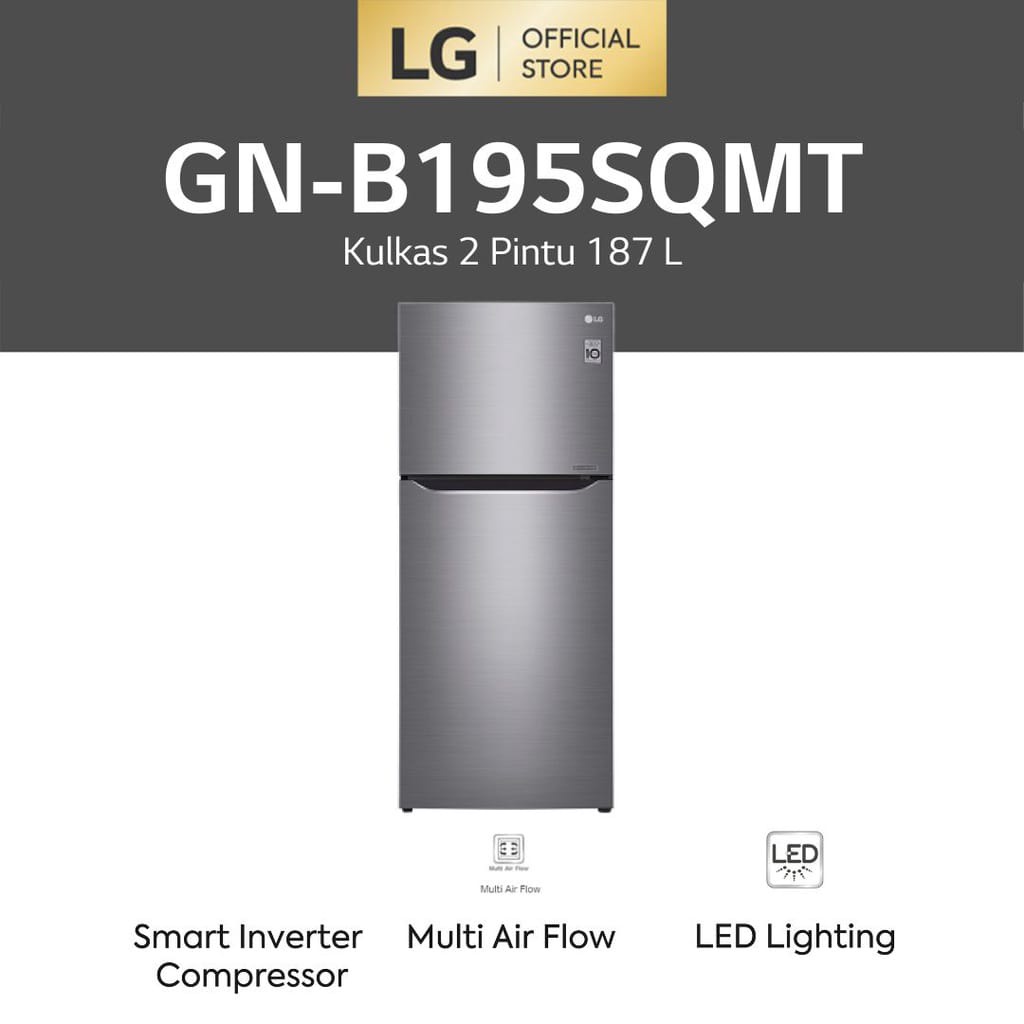 LG Kulkas 2 Pintu GN B 195 SQMT (Smart inverter)