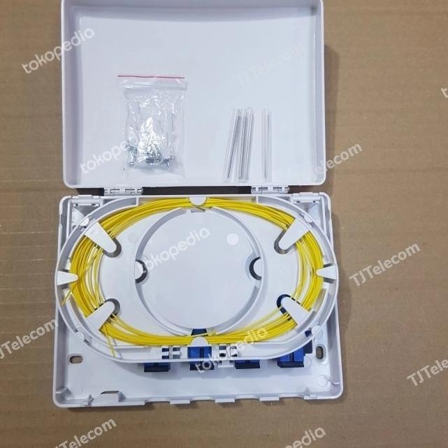 Roset optik / roset FTTH 4 core SC lengkap adaptor + pigtail