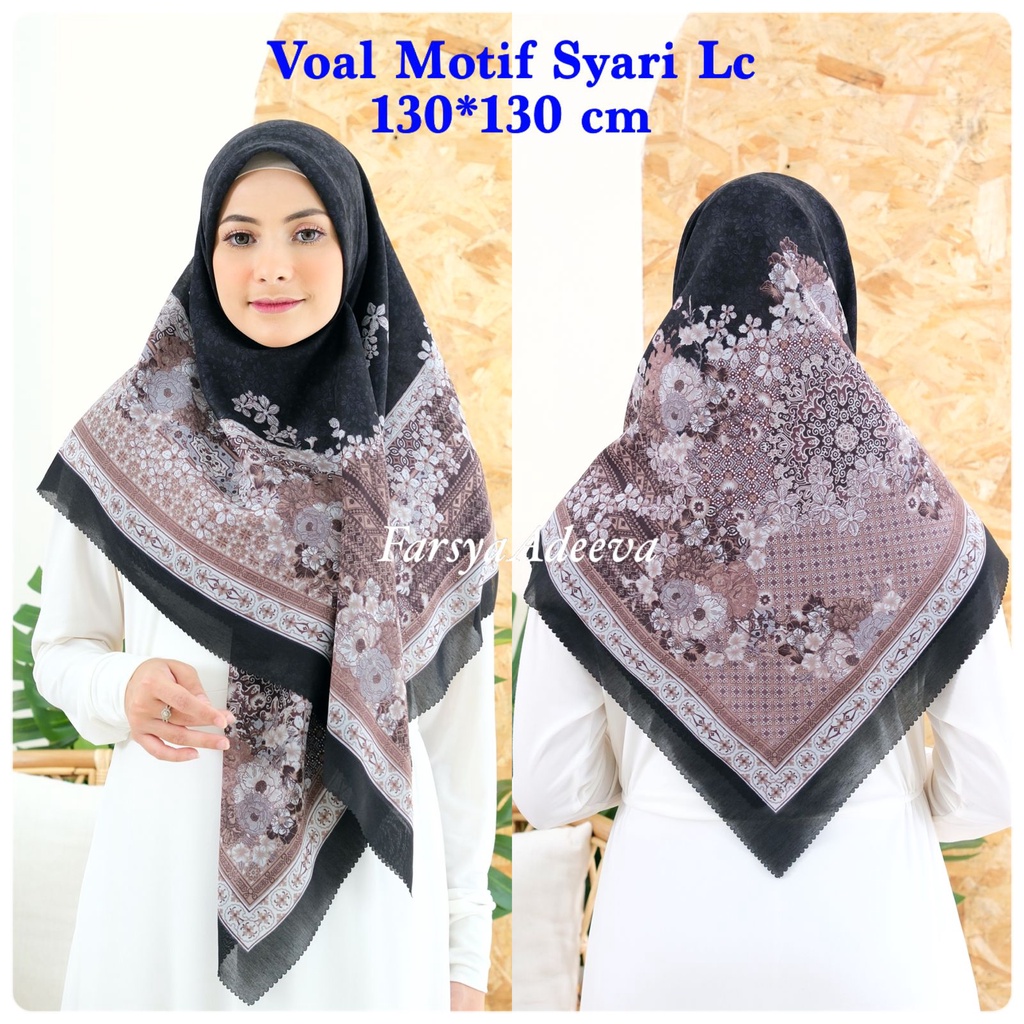Hijab Motif Syari Terbaru Segiempat motif syari Lasercut 130x130  Hijab Voal Syari safa hijab motif Seragam