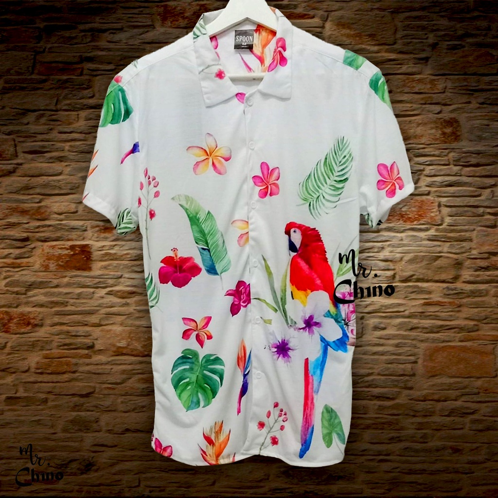 Baju Kemeja Motif Maldives's Beauty | Kemeja Hawai Distro Pria Wanita Dewasa | Kemeja Pantai Putih S