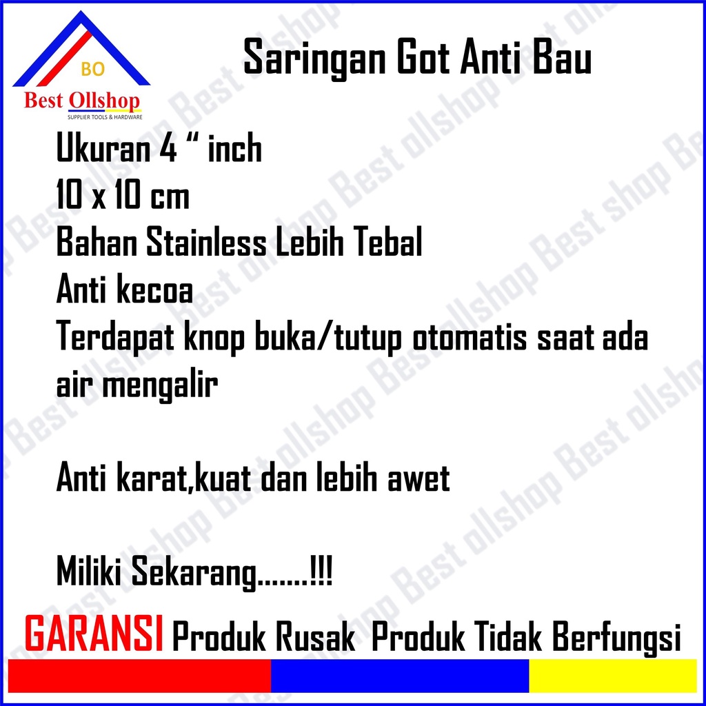 Saringan got stainless jumbo / Saringan got anti bau anti kecoa