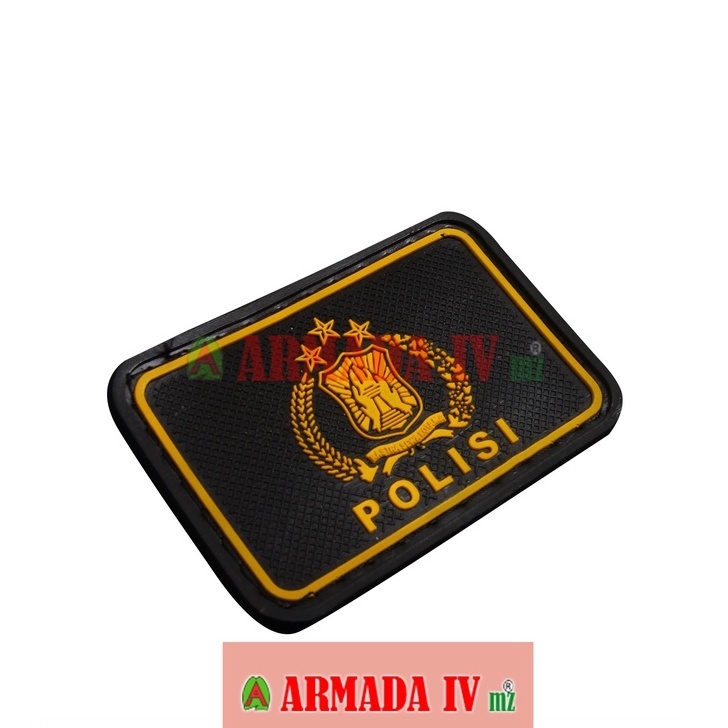 Patch Rubber Velcro Logo P0LRI Polisi Kuning Kotak