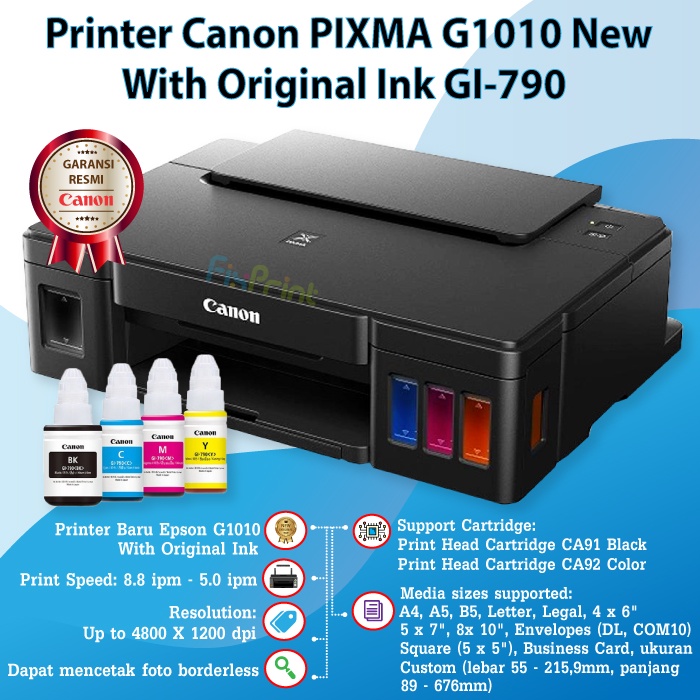 Printer Canon G1010 G1020 G 1020 Ink Tank G-1010 Infus Pabrik Head CA91 CA92 Tinta GI790 GI71