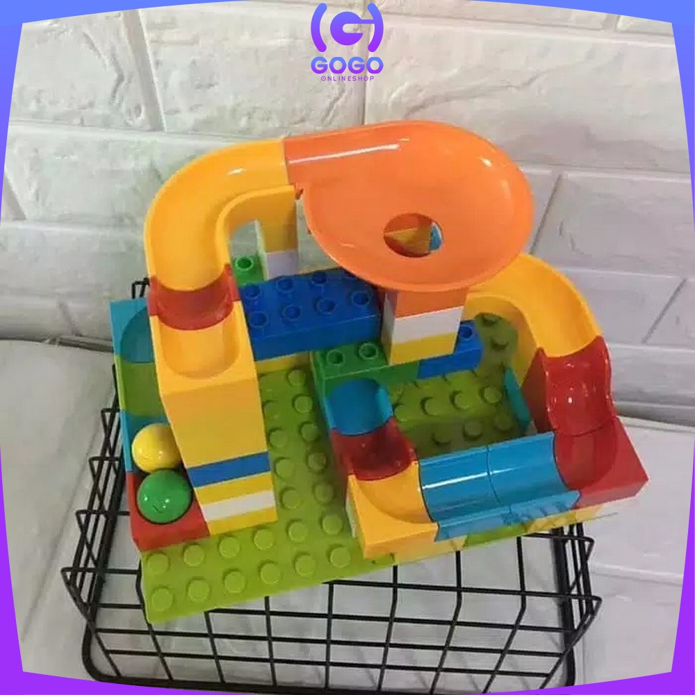 GOGO-M38 Mainan Susun Balok Kelereng Isi 50 / 56PCS Mainan Anak Block / Blok Susun / Bricks Marble Run