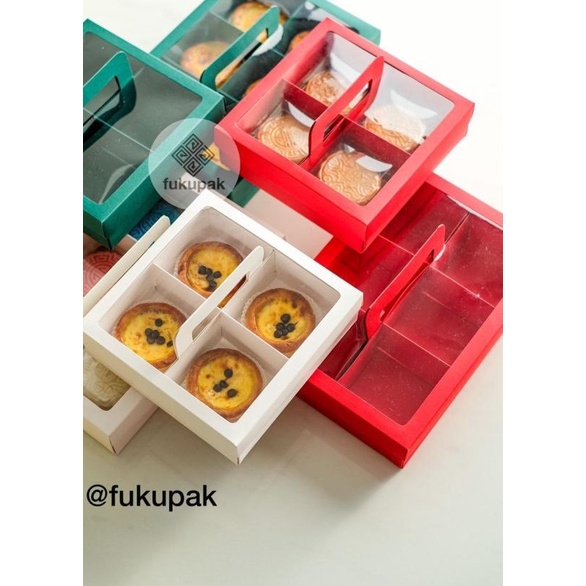 

Box Sekat Handle, Dus Pie Mooncake Muffin, Kotak Hamper Gift (10 pcs) - Putih, Sekat 4