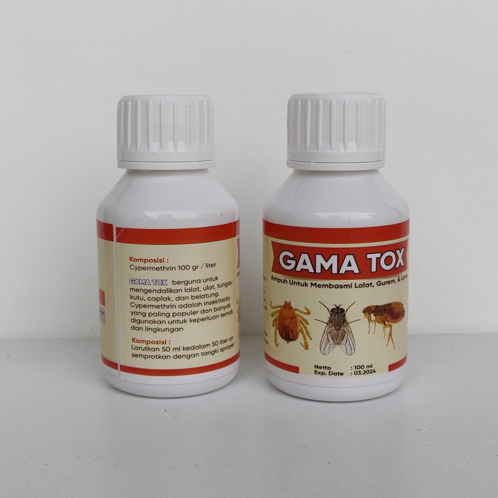 GAMA TOX 100ml - Pembasmi Larva Lalat Gurem Kutu Ampuh - Racun Lalat Obat Larva Gurem - Obat Kutu Kambing - Obat Kutu Ternak - Obat Lalat Spray - Anti Kutu Semprot