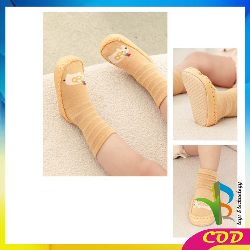 RB-P379 Prewalker Bayi Motif Binatang Bahan Katun Baby Socks Shoes Sepatu Bayi Kaos Kaki Lantai Dengan Anti Slip