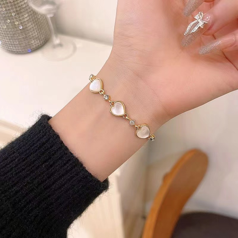 IFYOU Gelang Mutiara Opal Bentuk Hati Gaya Vintage Untuk Wanita