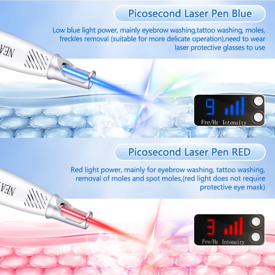 Neatcell Picosecond laser biru pen penghilang flek hitam tatto tai lalat blue / red laser pen Laser Wajah  Penghilang Tato Penghilang Kutil Penghilang Tai Lalat