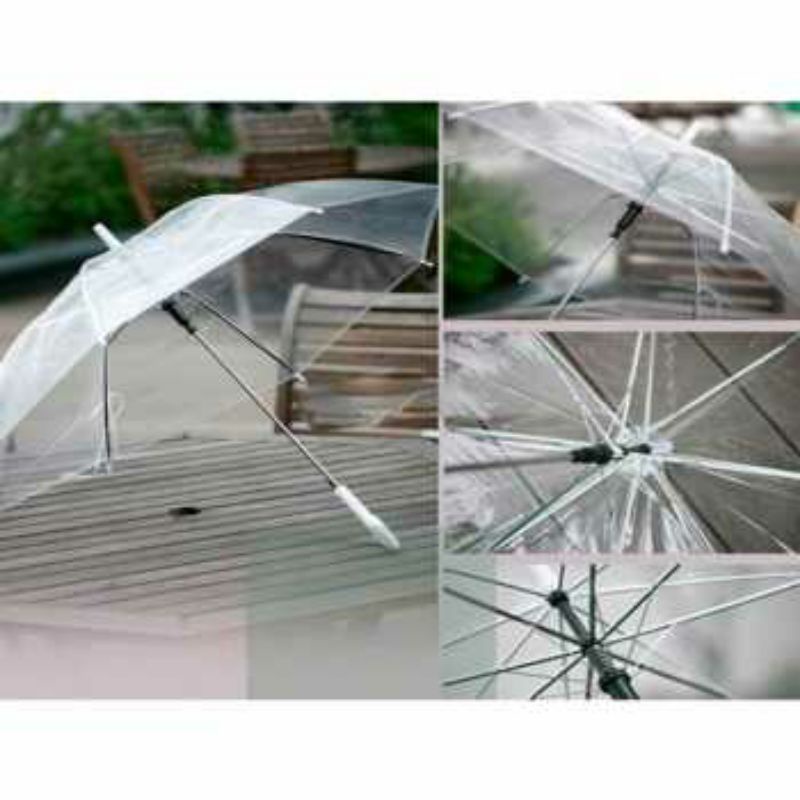 Payung Transparan Import Umbrella Transparant Hitam Pink