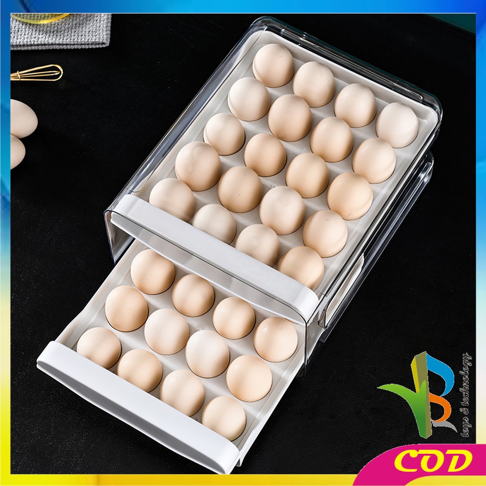 RB-C268 Tempat Penyimpanan Telur 2 Tingkat Egg Storage Box Organizer Rak Telur 2 Susun Kotak Telur