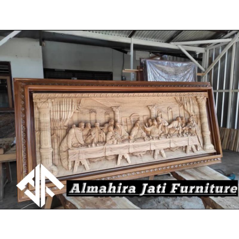 Perjamuan suci kudus ukiran kayu jati TPk