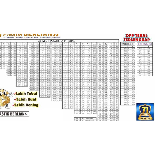 

28 x 40 cm Plastik OPP TEBAL Double Seal (100 lbr) (lem/seal)