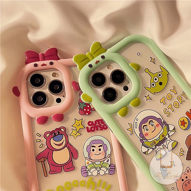 Casing Toy Story Phone Case Redmi9 10 A1 A1 A1+ 10A 9T 10C 9A 9C NFC Note11 Pro +10 9 8 Kreatif 3D Bow-knot Little Monster Lens Case Shockproof Soft Back Cover Untuk Redmi PO CO M3