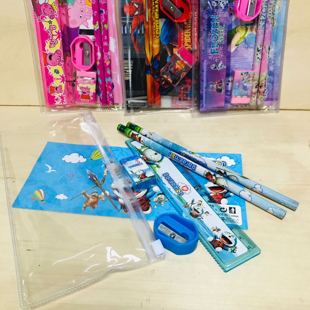 Serenity Alat Tulis Set Stationary Set Karakter Motif Lucu Dino Pensil Pena Penggaris -  ATS07