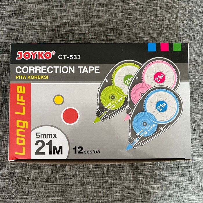 

Tip-Ex Kertas / Correction Tape Ct-533 Joyko 21 M 12 Pcs ( 1 Box )