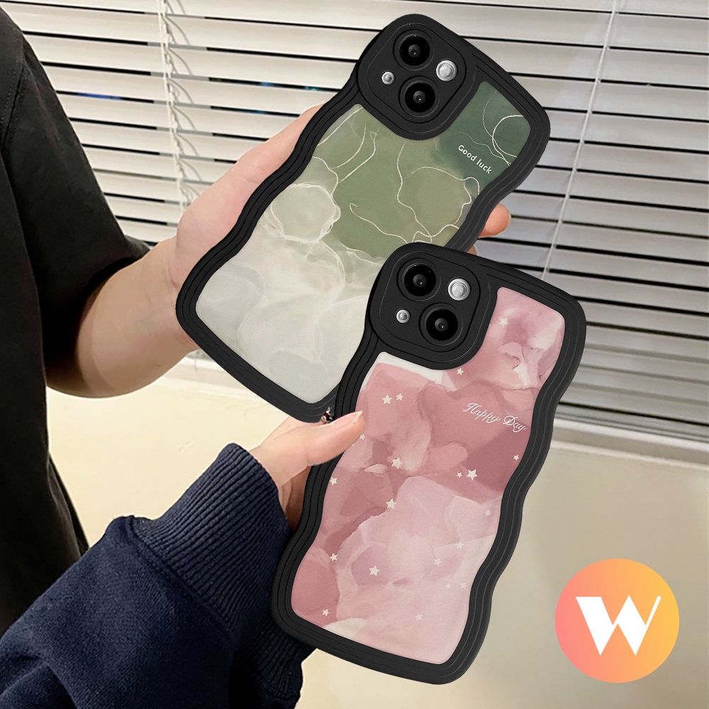 Halo Dyed Watercolor Soft Tpu Case Realme C33 C25 10 C21Y C25s C31 C15 C30 C35 C25Y C21 C20 C11 C12 C3 C17 8i 7 8 9i 7i 5i 6i 5s 9 Pro+8Pro Narzo 50 20 50A Couple Sarung Tepi Wavy