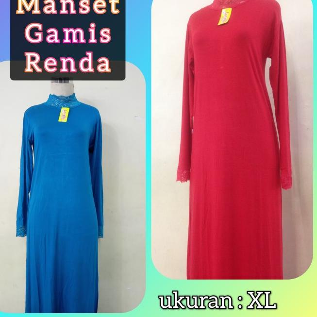 Manset Gamis Renda | Baju Gamis Renda | Dalaman Gamis - abu tua, XL