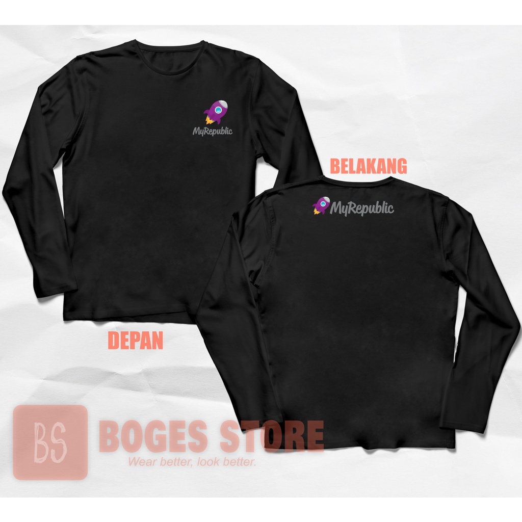 BOGES STORE - Kaos Distro Unisex Kaos Lengan Panjang Perusahaan Internet My Republic