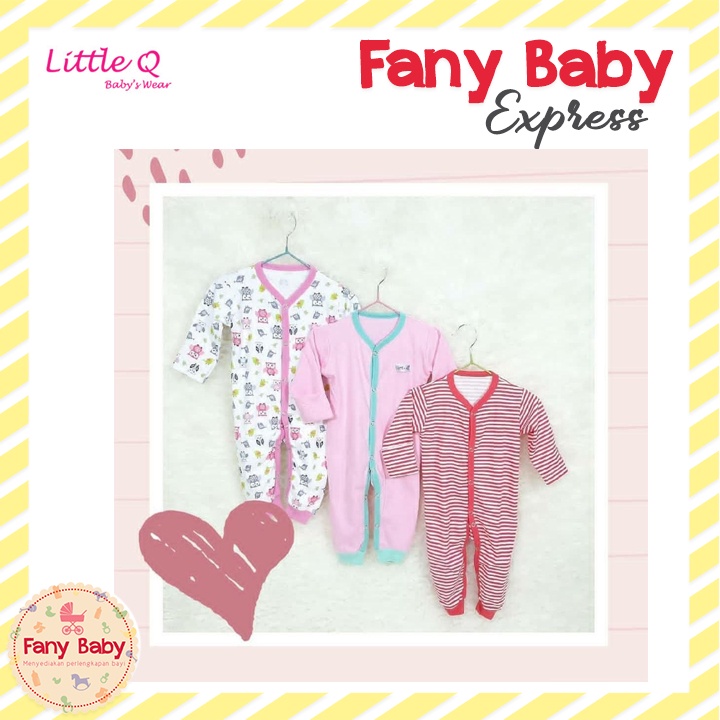 LITTLE QUEEN SLEEPSUIT BUKA KAKI BOY &amp; GIRL ISI 3 PCS MOTIF RANDOM