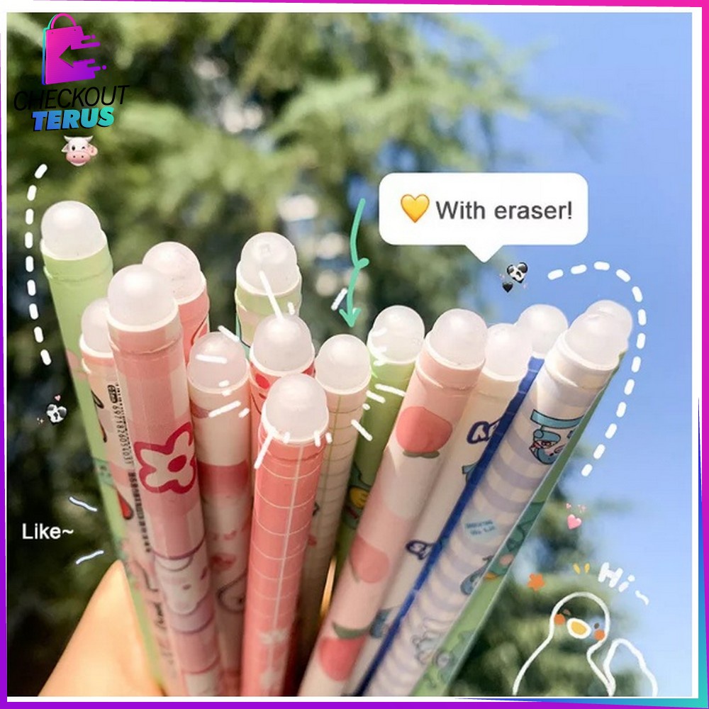 CT A42 Pulpen Gel Hapus Karakter Animal isi 6 pcs Tinta Bisa Di Hapus Alat Tulis Sekolah Pulpen Erasable Bolpoin Portable