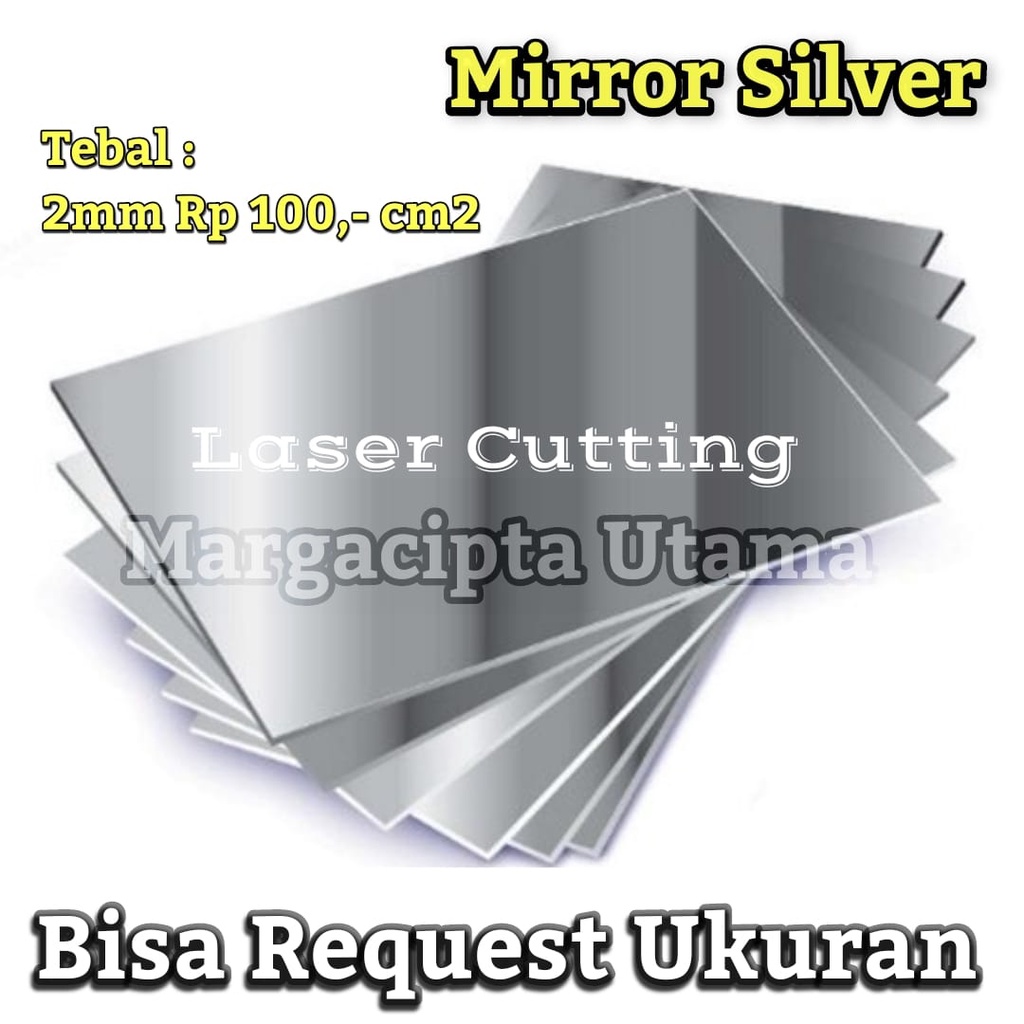 PREMIUM Acrylic 2mm Mirror Silver Cermin Laser Cutting Akrilik Custom