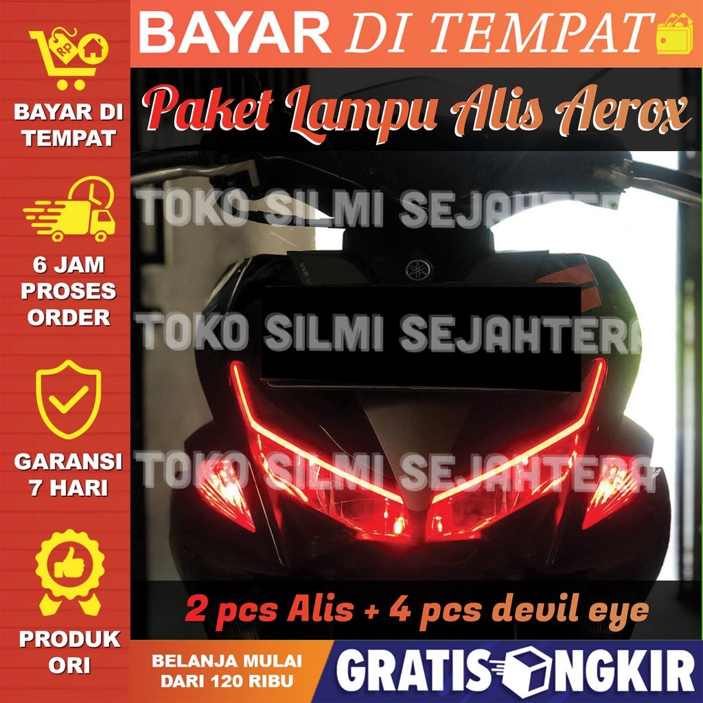 LAMPU ALIS KOMPLIT AEROX 155 BONUS DEVIL EYE LAMPU SENJA AEROX