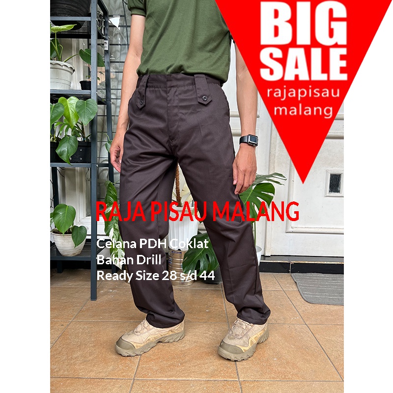 Celana kantor slim fit pria coklat pramuka