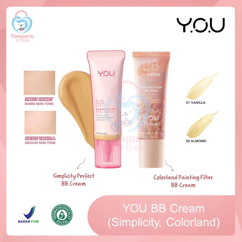 YOU BB Cream - The Simplicity Perfect Glow 25ml / Colorland Painting Filter 20ml Original BPOM