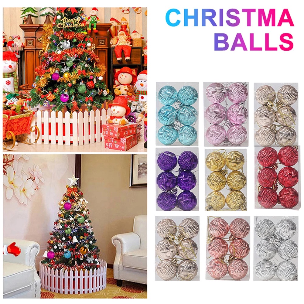 6pcs Ornamen Bola Gantung Bahan Plastik Untuk Pohon Natal