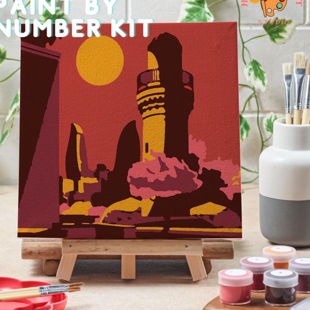 

Paint by number lukisan bangunan city versi 1 canvas 20x20 cm - city02, 15x15cm