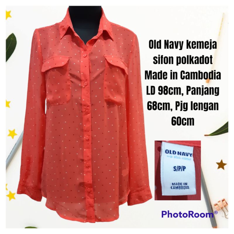 Old Navy kemeja wanita sifon polkadot