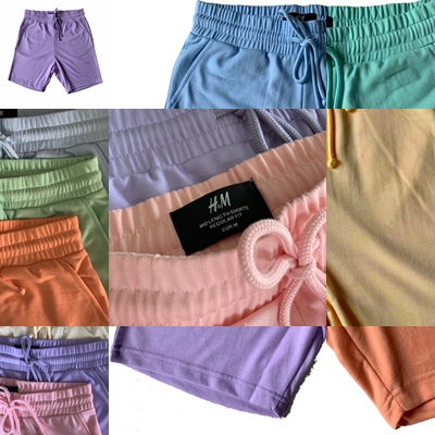 Celana Pendek Polos H&amp;M Sweatshort Pants Soft Color Baby Terry Katun