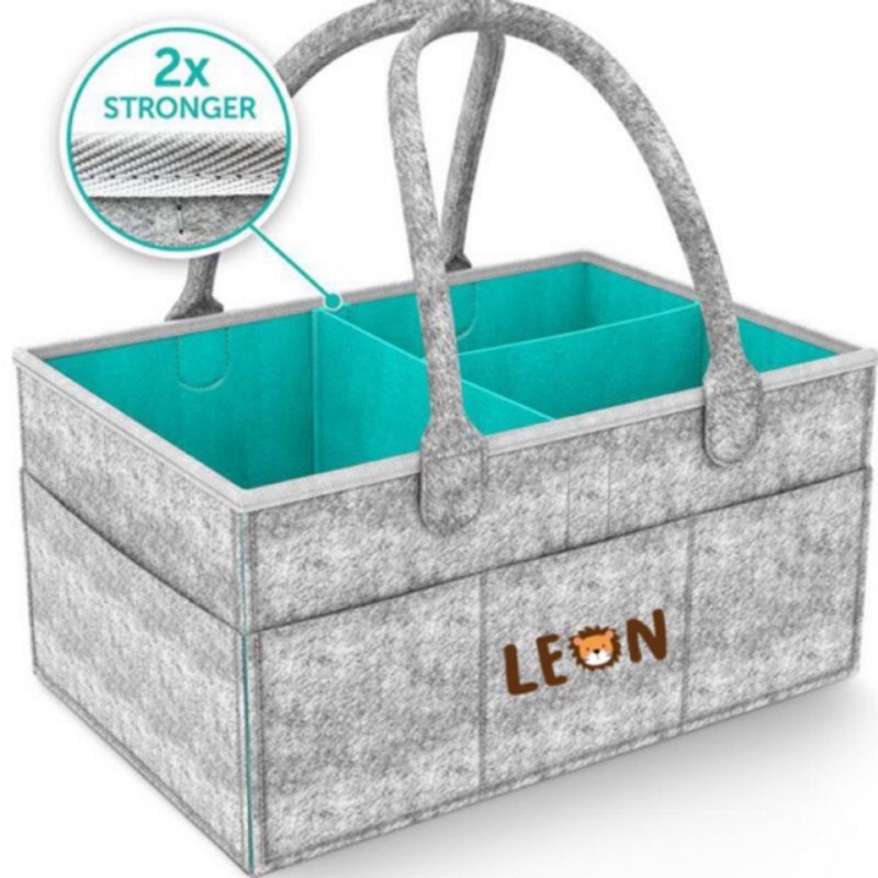 Leleoncare Leon Multipurpose Caddy Bag Ada Tutup - Leon Care Tas Organiser Perlengkapan Bayi Traveling - Tempat Wadah Alat Alat Bayi - Leleon Care Diaper Bag