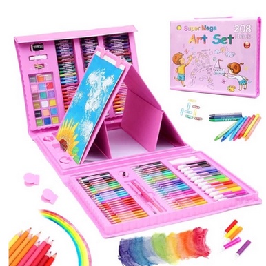 BESTPROMO Crayon Set 208 Pcs Pensil Warna Menggambar Mewarnai Melukis Anak-Anak Krayon Cat Cair