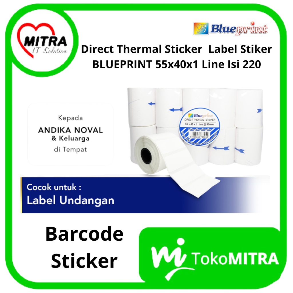 

DIRECT THERMAL STICKER / LABEL STICKER BLUEPRINT 55X40X1 LINE ISI 220