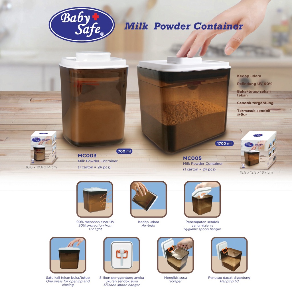 Baby Safe Kotak Penyimpanan Tempat Susu Kedap Udara MC003 Milk Powder Container 700 ml