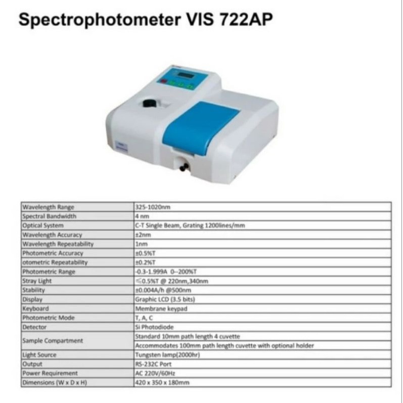 spectrophotometer Uv vis 722 AP