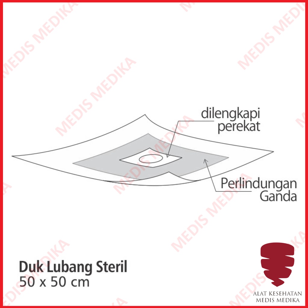 Duk Sterile 25X30 50X50  D5 90X90 D7 100X100 D8 Onemed Lubang 5cm 7cm 8cm p3k Bolong Steril Disposable Kain Operasi  25 x 30 cm  50 x 50 cm 90 x 90 cm 100 x 100 cm