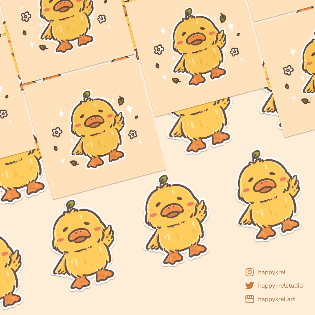 

Hello Dunat - Art Print | Sticker Bebek Lucu / Stiker Aesthetic / Postcards - Happykrel