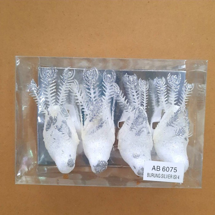 

Dekorasi Burung Natal isi 4 Hiasan Parcel Dekor Pohon Natal White Dove - 4 SILVER AB6075