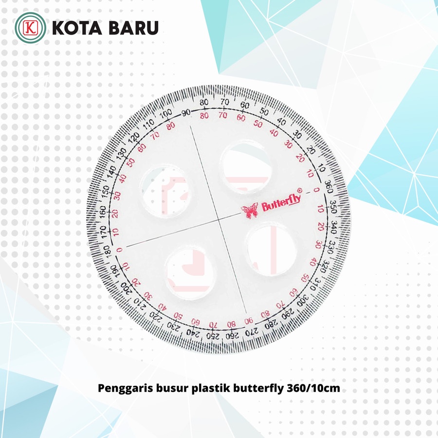 

Penggaris busur plastik butterfly 360/10cm