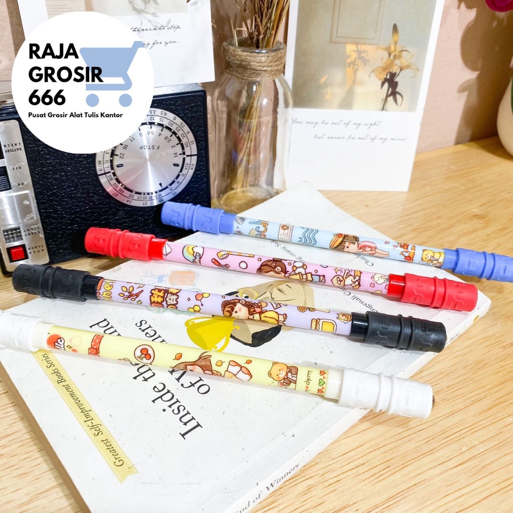 

pulpen putar tongkat cewe lucu pen bolpen alat tulis kantor COD perlengkapan sekolah SOUVERNIR