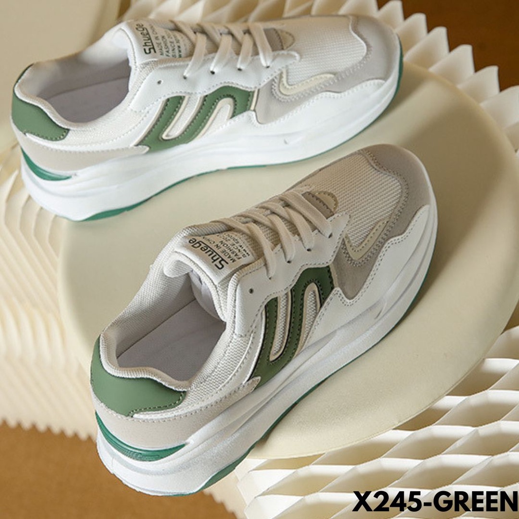 SEPATU WANITA SNEAKERS GAPAKE RIBET PAKAINYA IMPORT BAHAN PU COMBI MESH 245