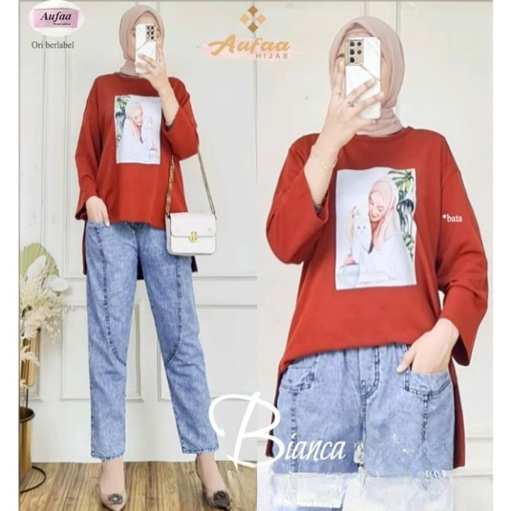 BIANCA BLOUSE BAHAN KAOS KATUN COMBED 24s MOTIF POLOS APLIKASI SABLON UKURAN M L XL DAN XXL BLOUSE OVERSIZE KOREAN STYLE TERBARU 2022 WANITA KEKINIAN PREMIUM ATASAN WANITA LENGAN PANJANG KAOS WANITA HIJAB KEKINIAN